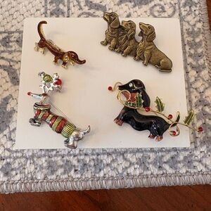 Dachshund Dog Brooch Set